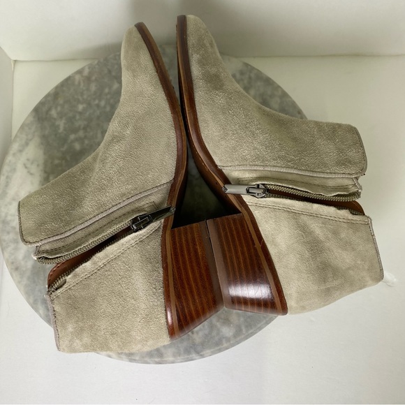 Sam Edelman Petty Suede Ankle Boots Taupe Gray Tan 7 Side Zipper - Picture 6 of 12